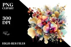 Colorful Bouquet with Gold Foil | Clipart Product Image 1