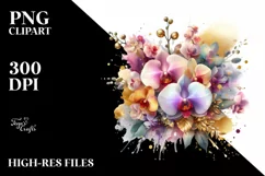 Colorful Bouquet with Gold Foil | Clipart Product Image 1