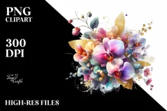 Colorful Bouquet with Gold Foil | Clipart Product Image 1