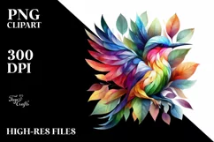 Abstract Bird with Plant Leaves PNG Product Image 3