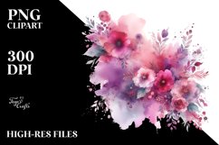 Colorful Magenta Watercolor Background with Stains Product Image 1