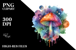Magical Mushroom Watercolor Splash Clipart Product Image 2