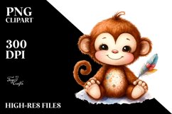 Vibrant Watercolor Sewed Plush Monkey Product Image 3