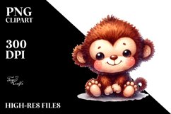 Vibrant Plush Monkey Watercolor | Sublimation | Clipart Product Image 3