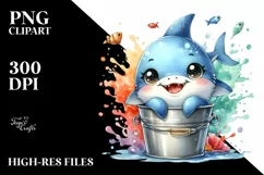 Colorful Shark in Bucket Splash | Clipart Product Image 3