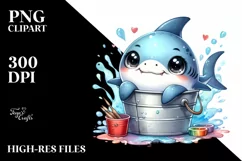 Colorful Shark in Bucket Splash | Clipart Product Image 1