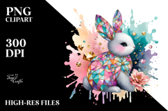 Colorful Bunny Made of Diamonds PNG Product Image 2