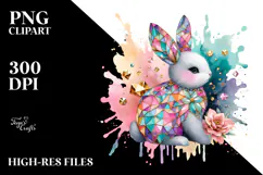 Colorful Bunny Made of Diamonds PNG Product Image 2