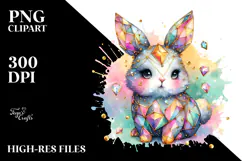 Colorful Bunny Made of Diamonds PNG Product Image 2