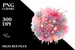 Colorful Pinkish Watercolor Particles with Silver Foil Product Image 1