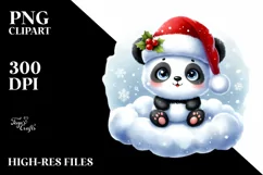Simple Panda Baby with Santa Hat PNG Product Image 1