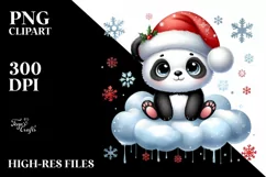 Simple Panda Baby with Santa Hat PNG Product Image 3