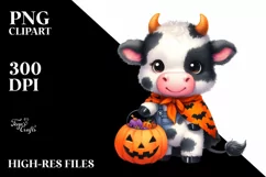Cute Baby Cow Halloween Sublimation Clipart Product Image 3
