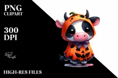 Cute Baby Cow Halloween Sublimation Clipart Product Image 1