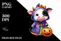 Cute Baby Cow Halloween Sublimation Clipart Product Image 1