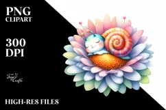Cute Baby Snail Watercolor Clipart Product Image 3