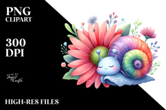 Colorful Baby Snail Sleeping Clipart Product Image 2