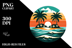 Retro Tropical Island Sunset, Transparent PNG Product Image 2