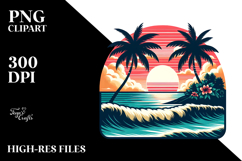 Retro Tropical Island Sunset, PNG Product Image 2