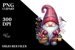 Detailed Winter Gnome Watercolor PNG Product Image 2