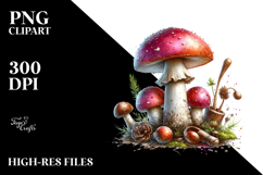 Glossy Mushroom Watercolor Splash PNG Product Image 2