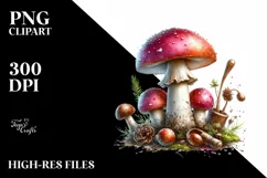 Glossy Mushroom Watercolor Splash PNG Product Image 1