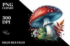 Glossy Mushroom Watercolor Splash PNG Product Image 3