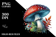 Glossy Mushroom Watercolor Splash PNG Product Image 2