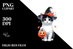 Halloween Kitten Watercolor, Transparent PNG Product Image 2