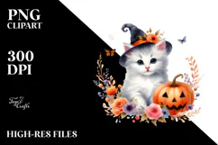 Halloween Kitten Watercolor, Transparent PNG Product Image 2