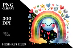 Colorful Smiling Rainbow with Hearts PNG Product Image 2