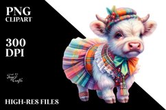 Colorful Cow with Polka Dancer&#039;s Costume, PNG Product Image 3