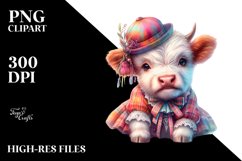 Colorful Baby Highland Cow in Polka Dancer&#039;s Costume, PNG Product Image 3