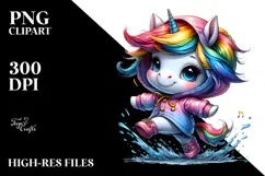 Cute Baby Unicorn Drawing, Vibrant PNG Product Image 2