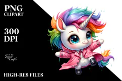Cute Baby Unicorn Drawing, Vibrant PNG Product Image 2