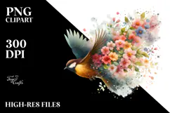 Dusty Bird Watercolor Painting PNG Product Image 2