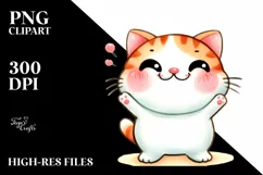 Funny Cute Cat Watercolor Clipart Product Image 3