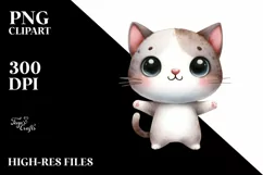 Funny Cute Cat Watercolor Clipart Product Image 1