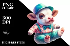 Baby Cow with Swing Dancer's Outfit PNG Product Image 1
