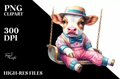 Baby Cow with Swing Dancer's Outfit PNG Product Image 1