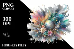 Colorful Watercolor Splash with Silver Foil | Sublimation Product Image 3