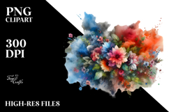 Colorful Grungy Flower Painting PNG Product Image 2