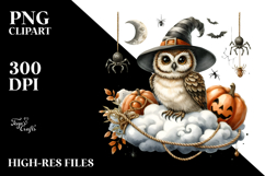 Owl on Cloud Halloween PNG Product Image 2