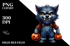 Funny Werewolf Halloween Clipart PNG Product Image 1