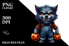 Funny Werewolf Halloween Clipart PNG Product Image 2