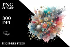 Colorful Watercolor Splash with Silver Foil | Sublimation Product Image 1