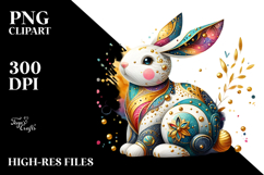 Colorful Bunny Made of Wood PNG Product Image 2