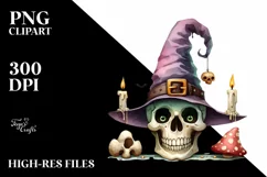 Funny Watercolor Halloween Sticker Clipart Product Image 1