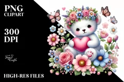 Colorful Bear Holding Heart PNG Product Image 2