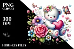 Colorful Bear Holding Heart PNG Product Image 2